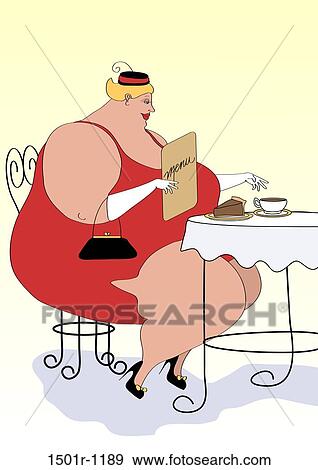 Stock Photo - Overweight women having tea and cake. Fotosearch