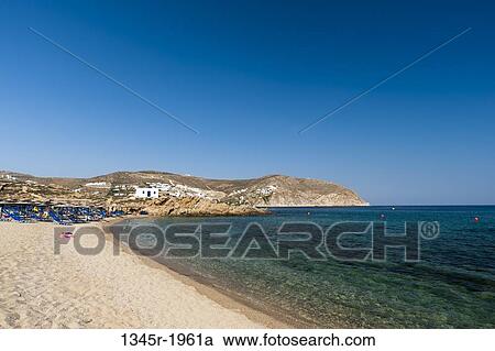 Panoramic view of the beach, Agrari Beach, Mykonos, Cyclades Islands, Greece View Large Photo Image Stock Image - Panoramic view of the beach, Agrari Beach, Mykonos, Cyclades Islands, Greece. Fotosearch