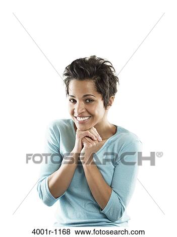 Stock Photo - Portrait of a mid adult woman smiling. Fotosearch