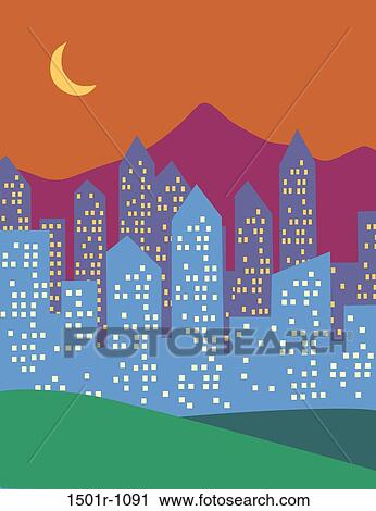 Stock Image - Skyline, illustration. Fotosearch