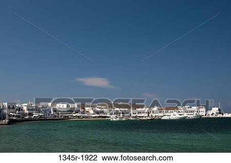 Town at the waterfront, Mykonos Town, Mykonos, Cyclades Islands, Greece View Large Photo Image Stock Image - Town at the waterfront, Mykonos Town, Mykonos, Cyclades Islands, Greece. Fotosearch