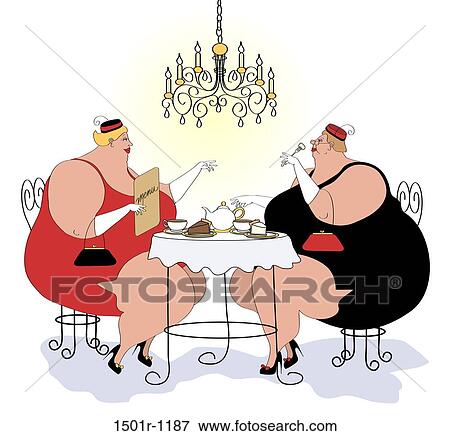 Two overweight women having tea and cake View Large Photo Image Stock Photo - Two overweight women having tea and cake. Fotosearch