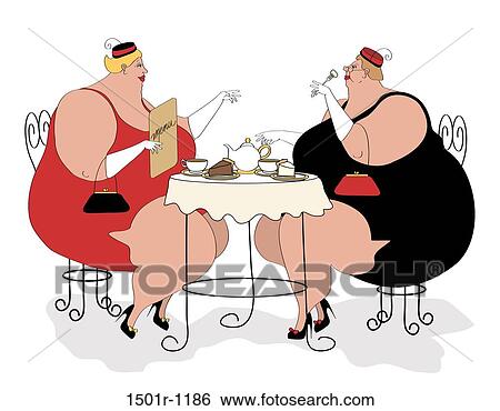 Two overweight women having tea and cake View Large Photo Image Stock Photograph - Two overweight women having tea and cake. Fotosearch
