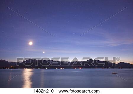 USA, Washington, Seabeck, Hood Canal, Olympic Mountains, Mount Jupiter, Mount Constance the Moon the planet Venus View Large Photo Image Stock Image - USA, Washington, Seabeck, Hood Canal, Olympic Mountains, Mount Jupiter, Mount Constance the Moon the planet Venus. Fotosearch