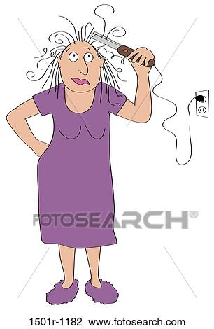 Woman curling hair View Large Photo Image Stock Image - Woman curling hair. Fotosearch