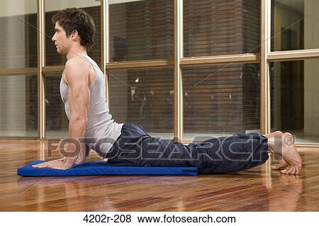 Young man doing Cobra Pose View Large Photo Image Stock Photo - Young man doing Cobra Pose. Fotosearch