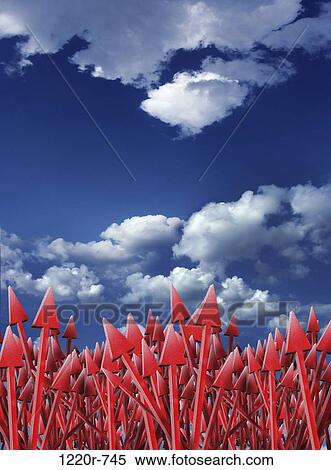 Arrows pointing towards clouds in the sky View Large Photo Image Stock Photography - Arrows pointing towards clouds in the sky. Fotosearch