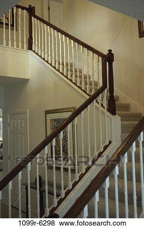 Banister along a staircase View Large Photo Image Stock Photo - Banister along a staircase. Fotosearch