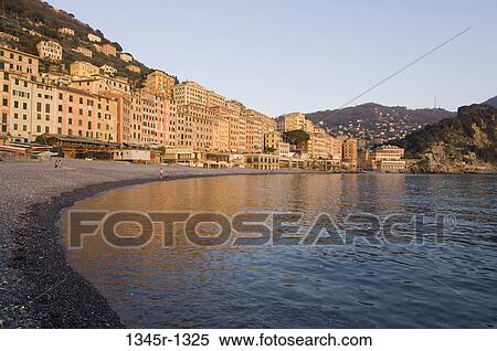 Buildings at the waterfront, Camogli, Liguria, Italy View Large Photo Image Stock Photography - Buildings at the waterfront, Camogli, Liguria, Italy. Fotosearch