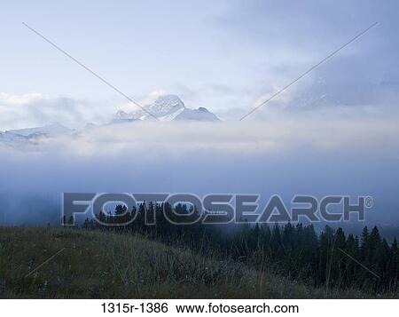 Canada, Alberta, mountains appearing out of fog bank, early morning View Large Photo Image Stock Photograph - Canada, Alberta, mountains appearing out of fog bank, early morning. Fotosearch