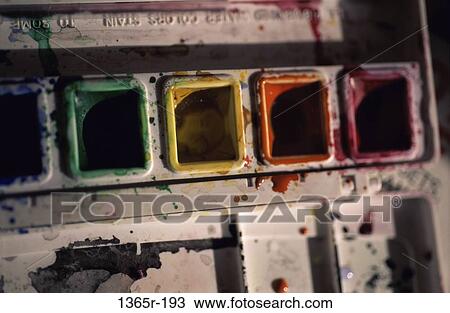 Close-up of a watercolor paint palette View Large Photo Image Stock Image - Close-up of a watercolor paint palette. Fotosearch
