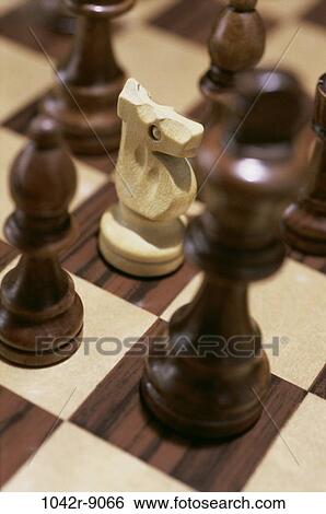 Close-up of chessmen on a chess board View Large Photo Image Stock Photograph - Close-up of chessmen on a chess board. Fotosearch