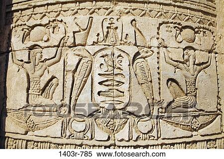 Detail of carved reliefs on the outside of the Roman Mammisi at the Dendera Temple Complex in Egypt View Large Photo Image Stock Photography - Detail of carved reliefs on the outside of the Roman Mammisi at the Dendera Temple Complex in Egypt. Fotosearch