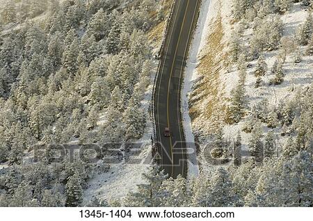 High angle view of a car on the road, Chief Joseph Scenic Byway, Wyoming, USA View Large Photo Image Picture - High angle view of a car on the road, Chief Joseph Scenic Byway, Wyoming, USA. Fotosearch