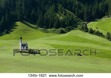 High angle view of a church on a landscape, St. Johann Church, Funes Valley, Dolomites, Trentino-Alto-Adige, Italy View Large Photo Image Stock Image - High angle view of a church on a landscape, St. Johann Church, Funes Valley, Dolomites, Trentino-Alto-Adige, Italy. Fotosearch