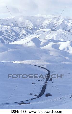 Stock Photo - High angle view of a highway, Highway 20, Idaho, USA. Fotosearch