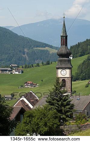 High angle view of a village, San Pietro, Funes Valley, Dolomites, Trentino-Alto-Adige, Italy View Large Photo Image Stock Image - High angle view of a village, San Pietro, Funes Valley, Dolomites, Trentino-Alto-Adige, Italy. Fotosearch
