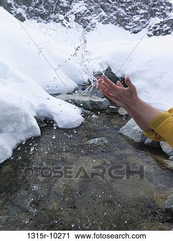 Italianalps, Hands toss water from snowy creek into air View Large Photo Image Stock Image - Italianalps, Hands toss water from snowy creek into air. Fotosearch