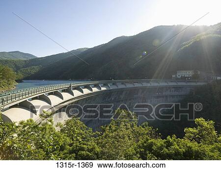 Italy, Liguria, dam on river View Large Photo Image Stock Photo - Italy, Liguria, dam on river. Fotosearch