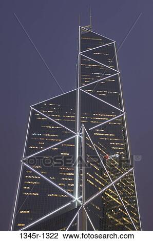 Low angle view of a bank building lit up at night, Bank of China Tower, Hong Kong, China View Large Photo Image Stock Image - Low angle view of a bank building lit up at night, Bank of China Tower, Hong Kong, China. Fotosearch