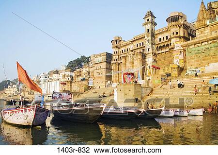Morning on the Ganges River at the holy Hindu city of Varanasi, India in Uttar Pradesh state View Large Photo Image Stock Image - Morning on the Ganges River at the holy Hindu city of Varanasi, India in Uttar Pradesh state. Fotosearch