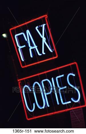 Neon sign for fax and copies View Large Photo Image Stock Image - Neon sign for fax and copies. Fotosearch