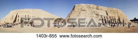 Panorama view of the rock cut Great Temple of Ramses II and Temple of Hathor on the shores of Lake Nasser at Abu Simbel View Large Photo Image Stock Photography - Panorama view of the rock cut Great Temple of Ramses II and Temple of Hathor on the shores of Lake Nasser at Abu Simbel. Fotosearch