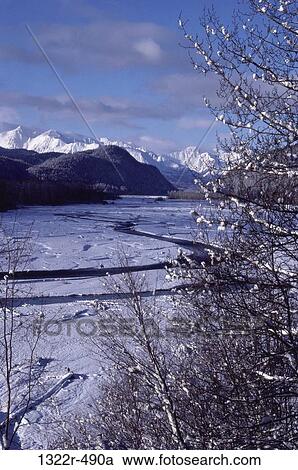 Stock Image - Panoramic view of Chilkat Valley, Alaska, USA. Fotosearch