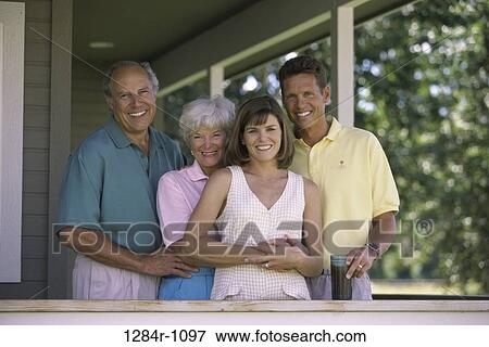 Stock Photo - Portrait of parents and their children. Fotosearch