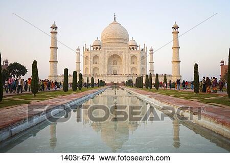 Reflection of a mausoleum in water, Taj Mahal, Agra, Uttar Pradesh, India View Large Photo Image Picture - Reflection of a mausoleum in water, Taj Mahal, Agra, Uttar Pradesh, India. Fotosearch