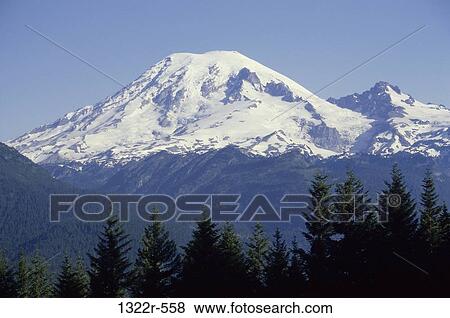 Snowcapped mountain range, Mount Rainier National Park, Washington, USA View Large Photo Image Stock Photo - Snowcapped mountain range, Mount Rainier National Park, Washington, USA. Fotosearch
