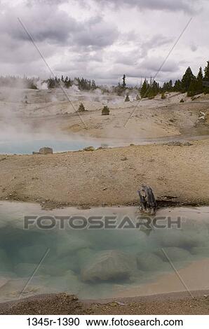 Steam emitting from geysers, Norris Geyser Basin, Yellowstone National Park, Wyoming, USA View Large Photo Image Stock Image - Steam emitting from geysers, Norris Geyser Basin, Yellowstone National Park, Wyoming, USA. Fotosearch