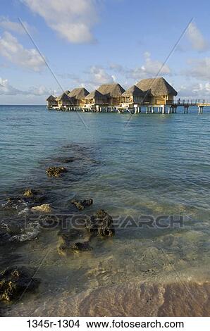 Stilt houses at a tourist resort on the beach, Tikehau Pearl Beach Resort, Tikehau, Tuamotu Archipelago, French Polynesia View Large Photo Image Picture - Stilt houses at a tourist resort on the beach, Tikehau Pearl Beach Resort, Tikehau, Tuamotu Archipelago, French Polynesia. Fotosearch