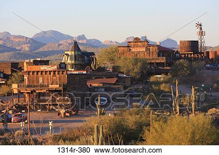 USA, Arizona, View of Goldfield at sunset View Large Photo Image Stock Image - USA, Arizona, View of Goldfield at sunset. Fotosearch