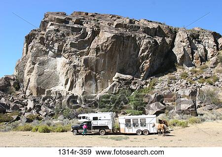 USA, Washington, Northrup Canyon, man with motorhome and horses View Large Photo Image Stock Photo - USA, Washington, Northrup Canyon, man with motorhome and horses. Fotosearch