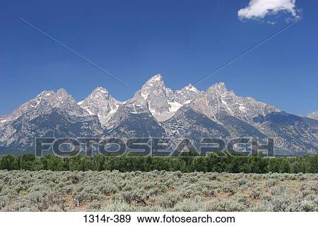 Stock Photo - USA, Wyoming, Jackson Hole, Tetons in Teton National Park. Fotosearch
