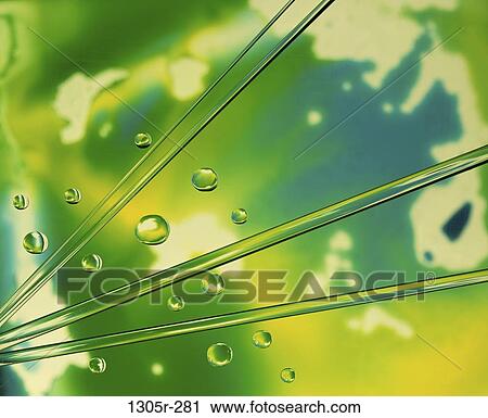 Stock Image - Water droplets on a surface. Fotosearch