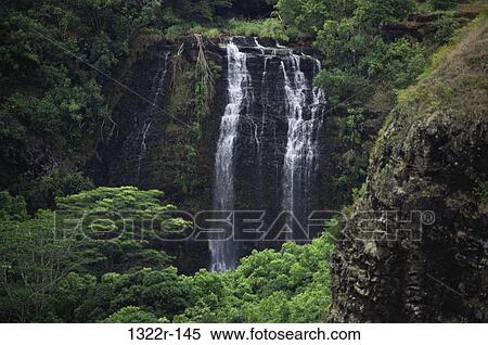 Waterfall at Kauai, Hawaii, USA View Large Photo Image Stock Photography - Waterfall at Kauai, Hawaii, USA. Fotosearch