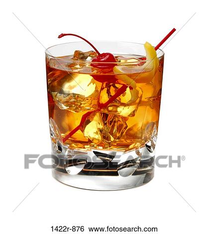 Alcoholic drink (whiskey) with ice, a lemon twist and a red cherry garnish View Large Photo Image Stock Photograph - Alcoholic drink (whiskey) with ice, a lemon twist and a red cherry garnish. Fotosearch