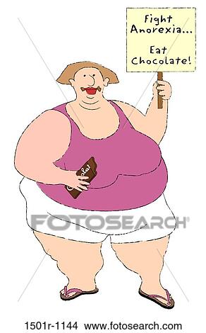 Big woman eating chocolate and holding sign View Large Photo Image Picture - Big woman eating chocolate and holding sign. Fotosearch