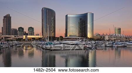 Buildings at waterfront, San Diego Marriott Hotel And Marina, Seaport Village, San Diego, California, USA View Large Photo Image Picture - Buildings at waterfront, San Diego Marriott Hotel And Marina, Seaport Village, San Diego, California, USA. Fotosearch