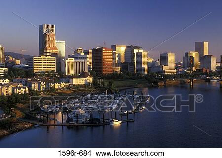 Buildings on the waterfront, Marquam Bridge, Portland, Oregon, USA View Large Photo Image Picture - Buildings on the waterfront, Marquam Bridge, Portland, Oregon, USA. Fotosearch