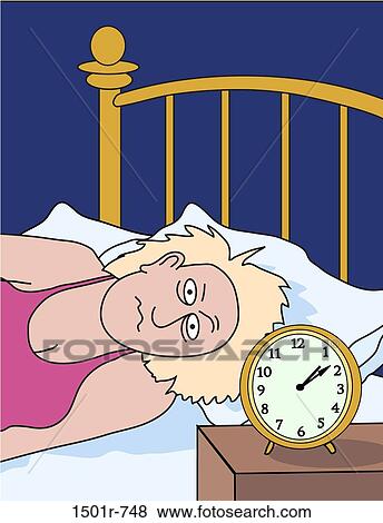 Stock Photo - CanÆt Sleep Woman Linda Braucht (b. 20th C. American) Computer graphics. Fotosearch