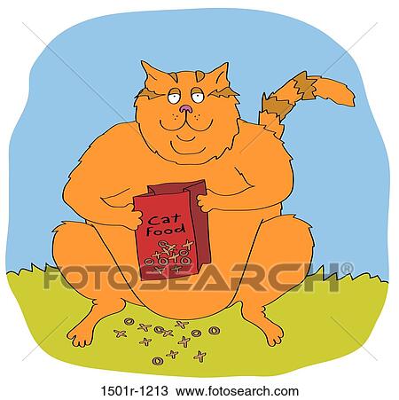 Cat holding cat food bag, illustration View Large Photo Image Stock Image - Cat holding cat food bag, illustration. Fotosearch