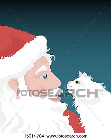 Picture - Cat Santa 2 Linda Braucht (b. 20th C. American) Computer graphics. Fotosearch