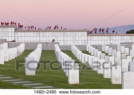 Cemetery at dusk, Fort Rosecrans National Cemetery, Point Loma, California, USA View Large Photo Image Stock Photography - Cemetery at dusk, Fort Rosecrans National Cemetery, Point Loma, California, USA. Fotosearch