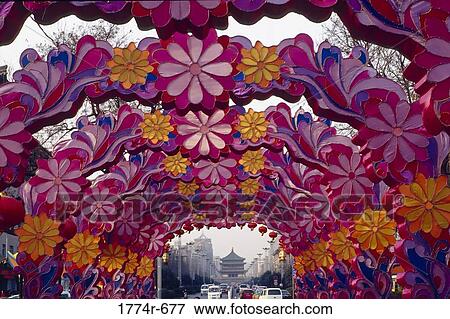 China, Xian, Chinese New Year decoration View Large Photo Image Stock Photo - China, Xian, Chinese New Year decoration. Fotosearch