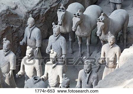 China, Xi'an, Terracota soldiers and horses at Qin Shi Huang's Tomb View Large Photo Image Stock Image - China, Xi'an, Terracota soldiers and horses at Qin Shi Huang's Tomb. Fotosearch