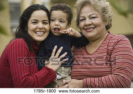 Stock Image - Close-up of a 3 generation family. Fotosearch
