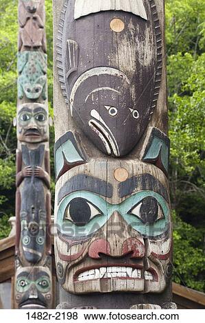 Close-up of a totem pole, Totem Bight State Historical Park, Ketchikan, Alaska, USA View Large Photo Image Stock Photo - Close-up of a totem pole, Totem Bight State Historical Park, Ketchikan, Alaska, USA. Fotosearch